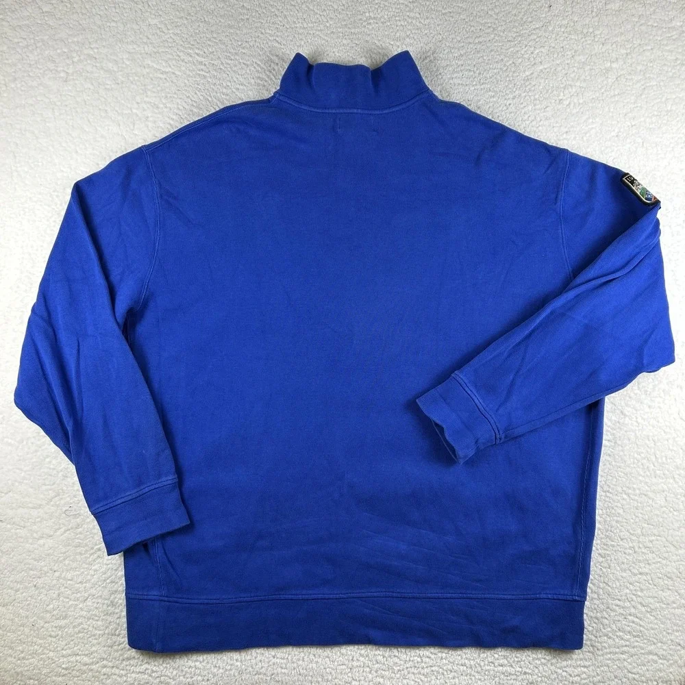 Polo Ralph Lauren Sweatshirt Mens 3XLT Blue 1/4 Zip Mock Neck Big Pony Ski Patch